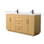 Wyndham Collection Elan TK 66" Free Standing Double Basin Vanity Set with Cabinet and Quartz Vanity Top Light Oak / Giotto Quartz Top / Matte Black Hardware