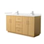 Wyndham Collection Elan TK 66" Free Standing Double Basin Vanity Set with Cabinet and Cultured Marble Vanity Top Light Oak / Carrara Cultured Marble Top / Brushed Nickel Hardware