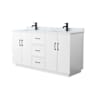 Wyndham Collection Elan TK 66" Free Standing Double Basin Vanity Set with Cabinet and Marble Vanity Top White / Matte Black Hardware