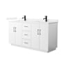 Wyndham Collection Elan TK 66" Free Standing Double Basin Vanity Set with Cabinet and Cultured Marble Vanity Top White / White Cultured Marble Top / Matte Black Hardware