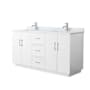 Wyndham Collection Elan TK 66" Free Standing Double Basin Vanity Set with Cabinet and Marble Vanity Top White / Brushed Nickel Hardware
