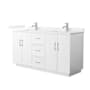 Wyndham Collection Elan TK 66" Free Standing Double Basin Vanity Set with Cabinet and Cultured Marble Vanity Top White / White Cultured Marble Top / Brushed Nickel Hardware