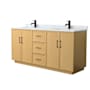 Wyndham Collection Elan TK 72" Free Standing Double Basin Vanity Set with Cabinet and Marble Vanity Top Light Oak / Matte Black Hardware