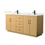 Wyndham Collection Elan TK 72" Free Standing Double Basin Vanity Set with Cabinet and Quartz Vanity Top Light Oak / Giotto Quartz Top / Matte Black Hardware