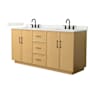 Wyndham Collection Elan TK 72" Free Standing Double Basin Vanity Set with Cabinet and Quartz Vanity Top Light Oak / Giotto Quartz Top / Matte Black Hardware