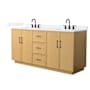 Wyndham Collection Elan TK 72" Free Standing Double Basin Vanity Set with Cabinet and Quartz Vanity Top Light Oak / White Quartz Top / Matte Black Hardware