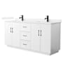 Wyndham Collection Elan TK 72" Free Standing Double Basin Vanity Set with Cabinet and Cultured Marble Vanity Top White / White Cultured Marble Top / Matte Black Hardware