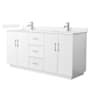 Wyndham Collection Elan TK 72" Free Standing Double Basin Vanity Set with Cabinet and Cultured Marble Vanity Top White / White Cultured Marble Top / Brushed Nickel Hardware