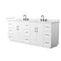 Wyndham Collection Elan TK 84" Free Standing Double Basin Vanity Set with Cabinet and Quartz Vanity Top White / Giotto Quartz Top / Matte Black Hardware