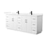 Wyndham Collection Elan TK 84" Free Standing Double Basin Vanity Set with Cabinet and Cultured Marble Vanity Top White / White Cultured Marble Top / Matte Black Hardware