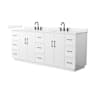 Wyndham Collection Elan TK 84" Free Standing Double Basin Vanity Set with Cabinet and Quartz Vanity Top White / White Quartz Top / Matte Black Hardware