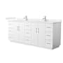 Wyndham Collection Elan TK 84" Free Standing Double Basin Vanity Set with Cabinet and Cultured Marble Vanity Top White / Carrara Cultured Marble Top / Brushed Nickel Hardware