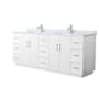 Wyndham Collection Elan TK 84" Free Standing Double Basin Vanity Set with Cabinet and Marble Vanity Top White / Brushed Nickel Hardware