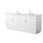 Wyndham Collection Elan TK 84" Free Standing Double Basin Vanity Set with Cabinet and Quartz Vanity Top White / Giotto Quartz Top / Brushed Nickel Hardware