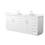 Wyndham Collection Elan TK 84" Free Standing Double Basin Vanity Set with Cabinet and Quartz Vanity Top White / White Quartz Top / Brushed Nickel Hardware