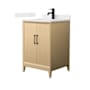 Wyndham Collection Janna 24" Free Standing Single Basin Vanity Set with Cabinet and Cultured Marble Vanity Top White Oak / Carrara Cultured Marble Top / Matte Black Hardware