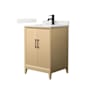 Wyndham Collection Janna 24" Free Standing Single Basin Vanity Set with Cabinet and Quartz Vanity Top White Oak / Giotto Quartz Top / Matte Black Hardware