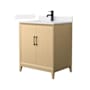 Wyndham Collection Janna 30" Free Standing Single Basin Vanity Set with Cabinet and Cultured Marble Vanity Top White Oak / White Cultured Marble Top / Matte Black Hardware