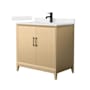 Wyndham Collection Janna 36" Free Standing Single Basin Vanity Set with Cabinet and Cultured Marble Vanity Top White Oak / Carrara Cultured Marble Top / Matte Black Hardware