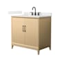 Wyndham Collection Janna 36" Free Standing Single Basin Vanity Set with Cabinet and Quartz Vanity Top White Oak / Giotto Quartz Top / Matte Black Hardware