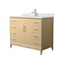 Wyndham Collection Janna 42" Free Standing Single Basin Vanity Set with Cabinet and Marble Vanity Top White Oak / Brushed Nickel Hardware
