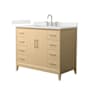 Wyndham Collection Janna 42" Free Standing Single Basin Vanity Set with Cabinet and Quartz Vanity Top White Oak / Giotto Quartz Top / Brushed Nickel Hardware