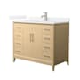 Wyndham Collection Janna 42" Free Standing Single Basin Vanity Set with Cabinet and Cultured Marble Vanity Top White Oak / White Cultured Marble Top / Brushed Nickel Hardware