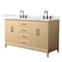 Wyndham Collection Janna 60" Free Standing Double Basin Vanity Set with Cabinet and Quartz Vanity Top White Oak / Giotto Quartz Top / Matte Black Hardware