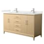 Wyndham Collection Janna 60" Free Standing Double Basin Vanity Set with Cabinet and Quartz Vanity Top White Oak / Giotto Quartz Top / Brushed Nickel Hardware
