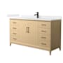 Wyndham Collection Janna 60" Free Standing Single Basin Vanity Set with Cabinet and Cultured Marble Vanity Top White Oak / Carrara Cultured Marble Top / Matte Black Hardware