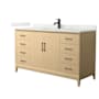 Wyndham Collection Janna 60" Free Standing Single Basin Vanity Set with Cabinet and Quartz Vanity Top White Oak / Giotto Quartz Top / Matte Black Hardware