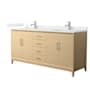 Wyndham Collection Janna 72" Free Standing Double Basin Vanity Set with Cabinet and Quartz Vanity Top White Oak / Giotto Quartz Top / Brushed Nickel Hardware