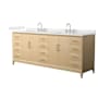 Wyndham Collection Janna 84" Free Standing Double Basin Vanity Set with Cabinet and Quartz Vanity Top White Oak / Giotto Quartz Top / Brushed Nickel Hardware