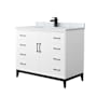Wyndham Collection Amici 42" Free Standing Single Basin Vanity Set with Cabinet and Marble Vanity Top White / Matte Black Hardware