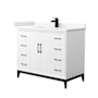 Wyndham Collection Amici 42" Free Standing Single Basin Vanity Set with Cabinet and Quartz Vanity Top White / Giotto Quartz Top / Matte Black Hardware