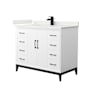 Wyndham Collection Amici 42" Free Standing Single Basin Vanity Set with Cabinet and Quartz Vanity Top White / White Quartz Top / Matte Black Hardware