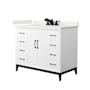 Wyndham Collection Amici 42" Free Standing Single Basin Vanity Set with Cabinet and Quartz Vanity Top White / White Quartz Top / Matte Black Hardware