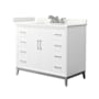 Wyndham Collection Amici 42" Free Standing Single Basin Vanity Set with Cabinet and Quartz Vanity Top White / Giotto Quartz Top / Brushed Nickel Hardware