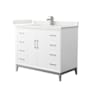 Wyndham Collection Amici 42" Free Standing Single Basin Vanity Set with Cabinet and Quartz Vanity Top White / White Quartz Top / Brushed Nickel Hardware