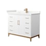 Wyndham Collection Amici 42" Free Standing Single Basin Vanity Set with Cabinet and Quartz Vanity Top White / Giotto Quartz Top / Satin Bronze Hardware