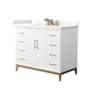 Wyndham Collection Amici 42" Free Standing Single Basin Vanity Set with Cabinet and Quartz Vanity Top White / Giotto Quartz Top / Satin Bronze Hardware