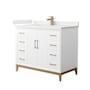 Wyndham Collection Amici 42" Free Standing Single Basin Vanity Set with Cabinet and Quartz Vanity Top White / White Quartz Top / Satin Bronze Hardware