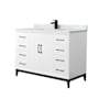 Wyndham Collection Amici 48" Free Standing Single Basin Vanity Set with Cabinet and Marble Vanity Top White / Matte Black Hardware