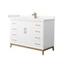 Wyndham Collection Amici 48" Free Standing Single Basin Vanity Set with Cabinet and Cultured Marble Vanity Top White / Carrara Cultured Marble Top / Satin Bronze Hardware