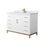 Wyndham Collection Amici 48" Free Standing Single Basin Vanity Set with Cabinet and Marble Vanity Top White / Satin Bronze Hardware