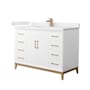 Wyndham Collection Amici 48" Free Standing Single Basin Vanity Set with Cabinet and Cultured Marble Vanity Top White / White Cultured Marble Top / Satin Bronze Hardware
