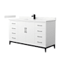 Wyndham Collection Amici 60" Free Standing Single Basin Vanity Set with Cabinet and Quartz Vanity Top White / Giotto Quartz Top / Matte Black Hardware