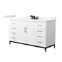 Wyndham Collection Amici 60" Free Standing Single Basin Vanity Set with Cabinet and Quartz Vanity Top White / Giotto Quartz Top / Matte Black Hardware