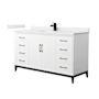 Wyndham Collection Amici 60" Free Standing Single Basin Vanity Set with Cabinet and Quartz Vanity Top White / White Quartz Top / Matte Black Hardware