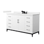 Wyndham Collection Amici 60" Free Standing Single Basin Vanity Set with Cabinet and Quartz Vanity Top White / White Quartz Top / Matte Black Hardware